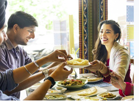 Guests enjoying a meal at a restaurant